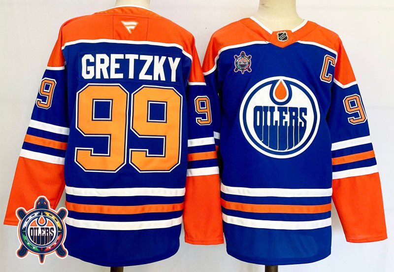 Men Edmonton Oilers 99 Gretzky Blue Fanatics 2025 NHL Jersey style 3